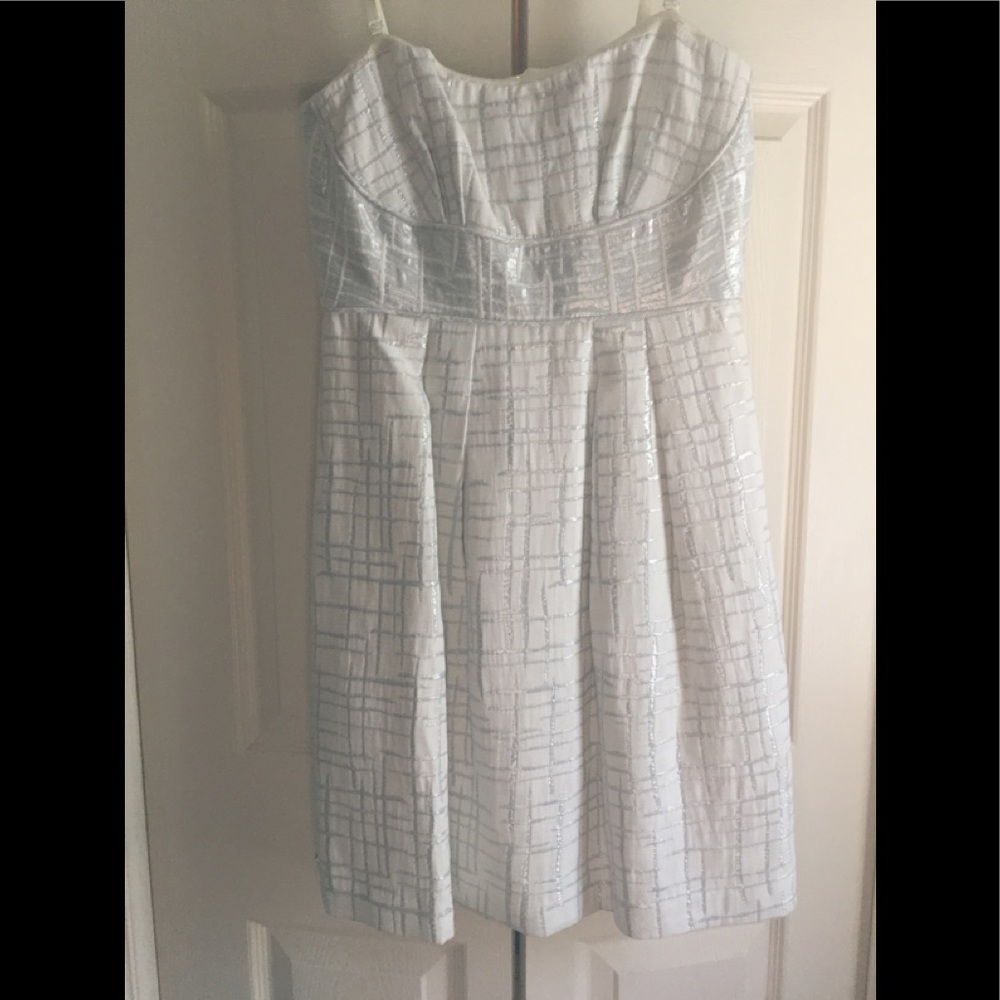 Spaghetti Strap/Strapless White/Silver Dress - image 1